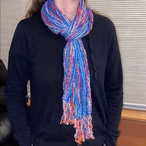 Mulicolored Scarf with Tassels at the Bottom